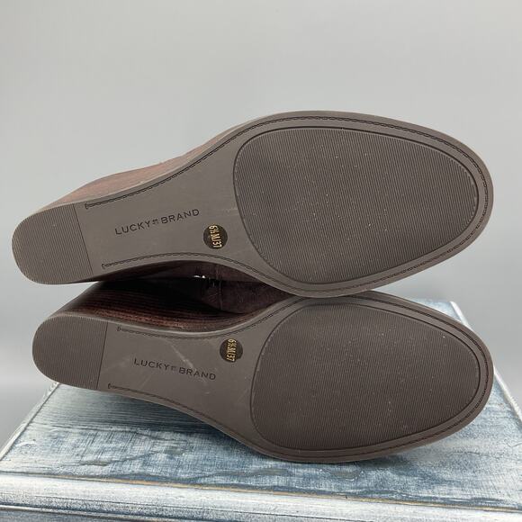 NEW Lucky Brand Women’s Zoralina Leather Ankle Boots Brown Size 6.5M - Picture 8 of 10